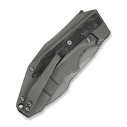 WE Knife Coral Gray Titanium Handle With Marble Carbon Fiber InlayGray Stonewashed CPM 20CV Blade - KNIFESTOCK