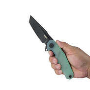 KUBEY Carve Nest Liner Lock Folding Knife Jade G10 Handle KB237F - KNIFESTOCK