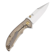 KANSEPT Rei Stonewashed CPM-20CV Orange Peel Bronze Titanium Handles K1061A2 - KNIFESTOCK