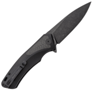 Petrified Fish PF838 Pub Black Stonewashed D2 Carbon Fiber With Black G10 PF838CDW - KNIFESTOCK