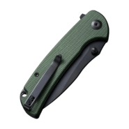 SENCUT Green Canvas Micarta Handle Black 9Cr18MoV Blade Button Lock S23032-3 - KNIFESTOCK