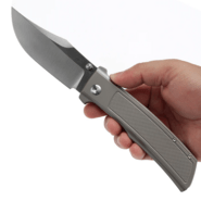Kansept knives Bison Satin CPM S35VN Plain Titanium with Frag Pattern K1108A1 - KNIFESTOCK