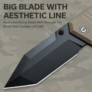 CIVIVI Bhaltair Tan Coarse G10 Handle Black 14C28N Blade C23024-2 - KNIFESTOCK