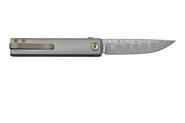 Fox Knives FOX CHNOPS VOUWMES DAMASTEEL DS93X, TITANIUM GESTRAALDE HANDGREEP EN SPACER BRONS KLEUR - KNIFESTOCK