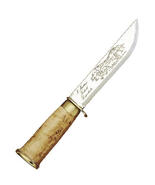 Marttiini Lapp knife 255 stainless steel/curly birch/leather/finger guard 255010 - KNIFESTOCK