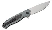 Petrified Fish PFB03 Stamp Satin D2 Carbon Fiber With Gray G10 PFB03GAS - KNIFESTOCK