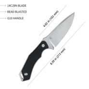 KUBEY Orthodox Fixed Blade Knife Black G10 Handle KU2108 - KNIFESTOCK