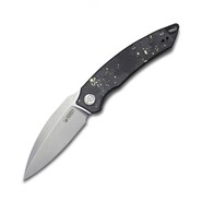 KUBEY Leaf Liner Lock Front Flipper Couteau Pliant Noir Noir Or CF et Manche en Résine KU333D - KNIFESTOCK