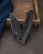 Bestech KEEN II S35VN, Black Stonewashed, Black orange G10+Titanium, Black+Orange BT2301F - KNIFESTOCK
