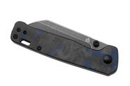QPS Penguin V2 D2, schwarzer Stonewash, Griff: Blaues zerkleinertes CF-Overlay G10 QS130V2 - KNIFESTOCK