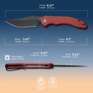 Civivi Bluetick Burgundy G10 HandleBlack Stonewashed 14C28N BladeNested Liner Lock C23050-2 - KNIFESTOCK