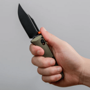 Vosteed Vombat M390 Black Stonewash Aluminum Olive Green A4102 - KNIFESTOCK