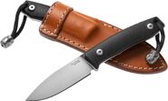 Lionsteel Fixed knife m390 blade Black G10 handle, leather sheath, Ti Pearl M1 GBK - KNIFESTOCK