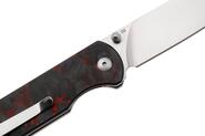 QPS Parrot V2 D2, satiniert, Griff: Roter zerkleinerter CF-Overlay G10 QS102-I - KNIFESTOCK