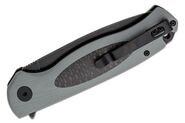 Petrified Fish PFB03 Stamp Black Stonewashed D2 Carbon Fiber With Gray G10 PFB03GADW - KNIFESTOCK