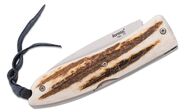 Lionsteel Folding knife with D2 blade, stag handle with sheath 8800 CE - KNIFESTOCK