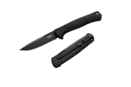 Lionsteel Solid BLACK Aluminum knife, MagnaCut blade OLD BLACK, Black Canvas inlay  SK01A BB - KNIFESTOCK