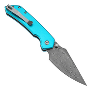 Tenable Knives Fenrir Damascus,Blue Anodized Aluminum+  Fishscale B1034H8 - KNIFESTOCK