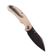 KANSEPT Nesstreet Black Stonewashed CPM-S35VN, Brown Canvas Micarta K1039A4  - KNIFESTOCK