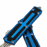 Microtech SCARAB II GEN III D/E STONEWASH PART SERRATE BLUE 1280-11BL - KNIFESTOCK