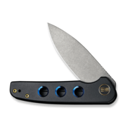 We Knife Shakan Black Titanium Handle With Blue Anodized Holes on Presentation Handle WE20052B-1 - KNIFESTOCK