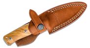 Lionsteel Fixed Blade SLEIPNER satin Olive wood handle, leather sheath B35 UL - KNIFESTOCK