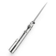 TENABLE KNIVES Eaglestrike Stonewashed Nitro-V 0.118&quot; / 3.0mm Silver Anodized Aluminum T1095V4 - KNIFESTOCK