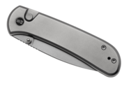 We Knife Qubit Polished Bead Blasted Titanium HandlePolished Bead Blasted CPM 20CV BladeButton Loc - KNIFESTOCK