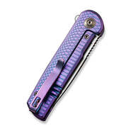 WE Charith Ripple Patterned Purple Titanium Handle Silver Bead Blasted CPM 20CV Blade WE20056-2 - KNIFESTOCK