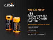 Fenix USB Li-Ion RCR123A 16340 700mAh 2,5A FERCR123ALIIONUP - KNIFESTOCK