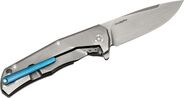 Lionsteel Folding knife M390 blade, Titanium handle BLUE Acc. IKBS wood KIT box  TRE BL - KNIFESTOCK