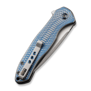 We Knife Button Lock Kitefin Blue Polished Ripple Patterned Gray Titanium Handle WE19002M-3 - KNIFESTOCK