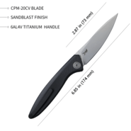 Kubey Pike Liner Lock Folding Knife Black CPM-20CV Titanium Handle KB2103b - KNIFESTOCK