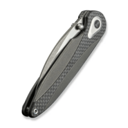 Zenthra Gray Titanium Handle With Twill Carbon Fiber InlayGray Stonewashed Bohler M390 - KNIFESTOCK