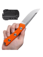ANV Knives ANVP200-010 P200 1690 Stonewash Plain Edge Orange Grip Kydex Sheath - KNIFESTOCK