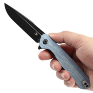 Kansept Qilin 154CM Black Stonewashed Blue Micarta Handles T1047A4 - KNIFESTOCK