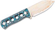 QSP Knife Canary Neck Knife Brass Copper Damascus White Blue CF QS141-G - KNIFESTOCK