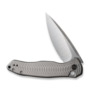 We Knife Button Lock Kitefin Satin Polished Ripple Patterned Gray Titanium Handle WE19002M-2 - KNIFESTOCK