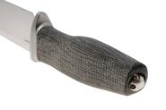 Lion Steel Feststehendes Messer M390 Klinge SCHWARZ Burlap, Ti Parierstange, Lederscheide AH BLB - KNIFESTOCK