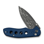 Civivi Triptych Blue Canvas Micarta HandleDamascus BladeButton Lock - KNIFESTOCK