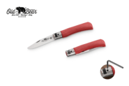 OLD BEAR® S - SATIN STAINLESS STEEL, RED LAMINATED HANDLE, ROUNDED TIP 9357/17_MRK - KNIFESTOCK