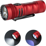 Olight Seeker 4 Mini Dual LED Flashlight Red (Cool White &amp; UV Light) - KNIFESTOCK