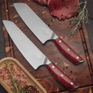 DELLINGER SANTOKU SANDVIK RED NORTHERN SUN Kuchynský nôž 18,5cm  - KNIFESTOCK