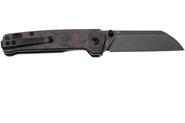 QPS Penguin V2 D2, schwarzer Stonewash, Griff: Roter geschredderter CF-Overlay G10 QS130V2- - KNIFESTOCK