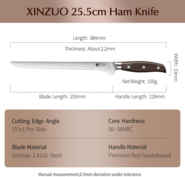 XINZUO B35 10 inch ham knife red sandalwood German 1.4116 steel - KNIFESTOCK