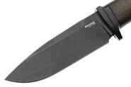 Lion Steel Feststehendes Messer M390 SCHWARZE Klinge, GRÜNES Burlap, Ti-Parierstange, Lederscheide - KNIFESTOCK