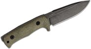 Lionsteel SOLID fixed blade GREEN CANVAS handle with leather sheath Niolox BLACK T5B CVG - KNIFESTOCK