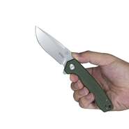 KUBEY Calyce Liner Lock Flipper Folding Knife Green Micarta Handle KU901C - KNIFESTOCK