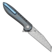 Kansept Kosame Damascus Blue Anodized Titanium with Shred Carbon FIber Inlay - KNIFESTOCK
