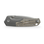 Vosteed Psyop 302 S35VN Stonewash, Zöld Norplex UltreX™ Micarta &amp; Titán Bolster - KNIFESTOCK